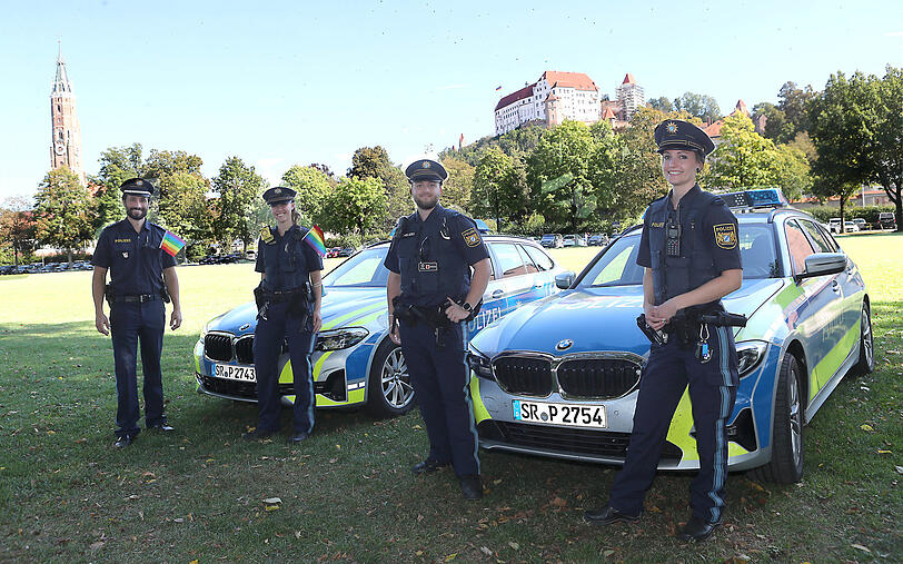 Die Polizisten der PI Landshut erleben einen entspannten Nachmittag.