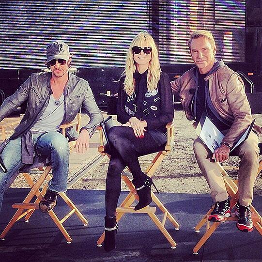Heidi Klum zwischen ihren "Germany's Next Topmodel"-Kollegen Thomas Hayo (l.) und Designer Wolfgang Joop (r.)