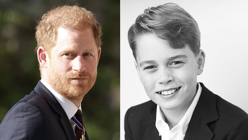 Prinz Harry (links) ist der Onkel von Prinz George (rechts).