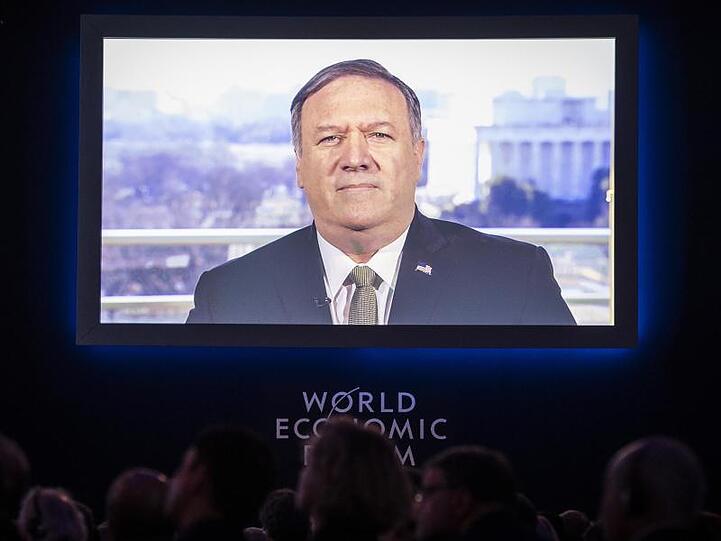 US-Außenminister Mike Pompeo ist nicht in Davos, aber per Video zu einer WEF-Sitzung zugeschaltet.