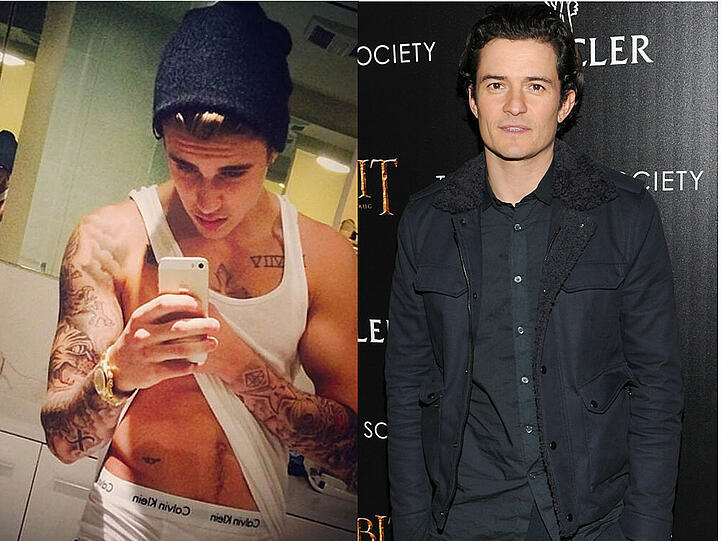 Selfie-König gegen bodenständigen Schwiegermütter-Traum: Justin Bieber (l.) im Streit mit Orlando Bloom (r.)