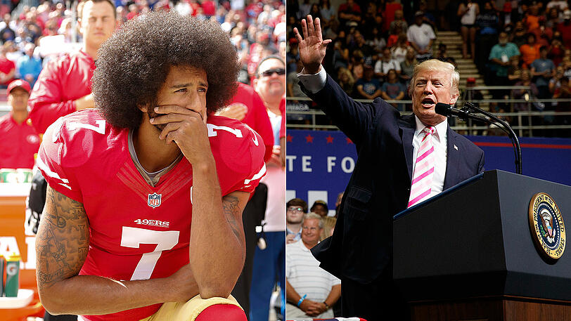 Colin Kaepernick war der erste Spieler, der sich während der Hymne kniete. Donald Trump fordert nun, diese Spieler zu entlassen.
