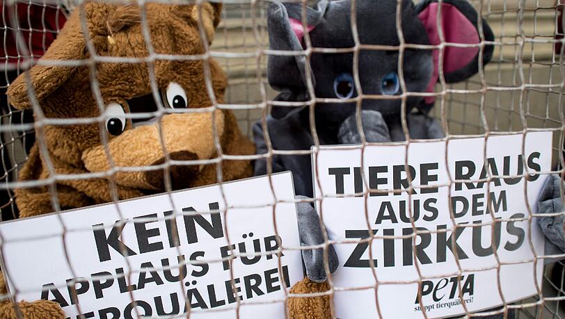 Tierschützer der Gruppe Peta protestieren gegen Zirkustiere. Tierschützer der Gruppe Peta protestieren gegen Zirkustiere.