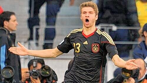 Thomas Müller: Torjubel bei der WM in Südafrika Thomas Müller: Torjubel bei der WM in Südafrika