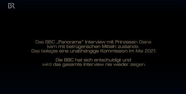 Zunächst heißt es im Hinweis, dass das BBC-Interview mit Diana mit betrügerischen Mitteln zustande gekommen sei.