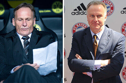 Dortmunds Boss Hans-Joachim Watzke und Bayern-Vorstand Karl-Heinz Rummenigge.