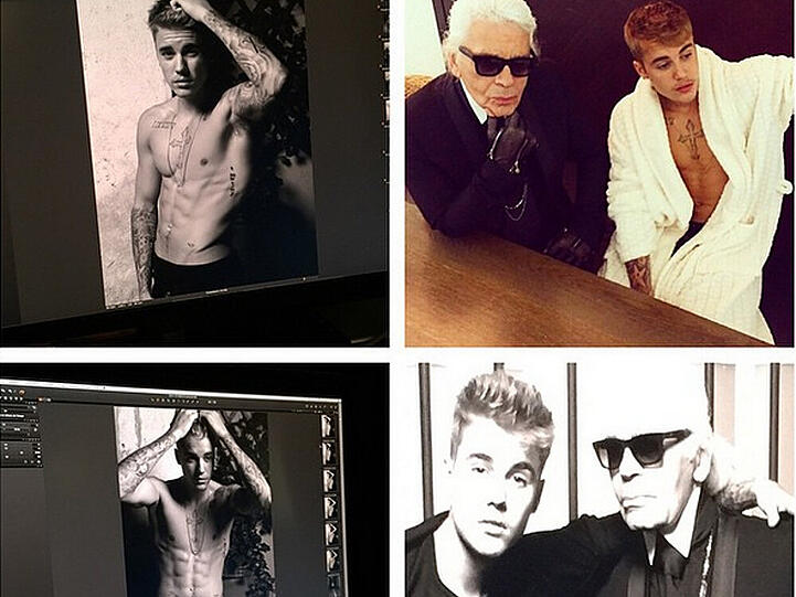 Mit einer Bild-Kollage deutet Justin Bieber eine Zusammenarbeit mit Karl Lagerfeld an