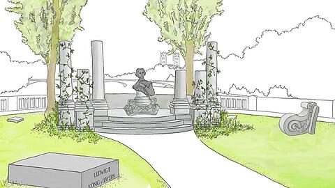 So könnte das Kini-Denkmal an der Corneliusbrücke aussehen.
