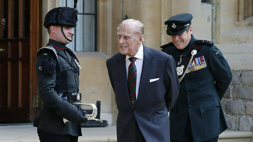 Prinz Philip (vorne) während eines seltenen öffentlichen Auftritts am Mittwoch
