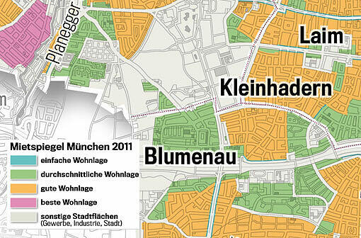 Zahlen Sie zu viel Miete? Klicken Sie durch die verschiedenen Viertel, und checken, in welcher Lage Sie wohnen.