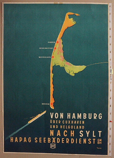 Eine Syltfahrt, die ist lustig: Die &bdquo;Hapag Seebäderdienst&ldquo; wirbt 1934 für Schiffsreisen in die Nordsee.