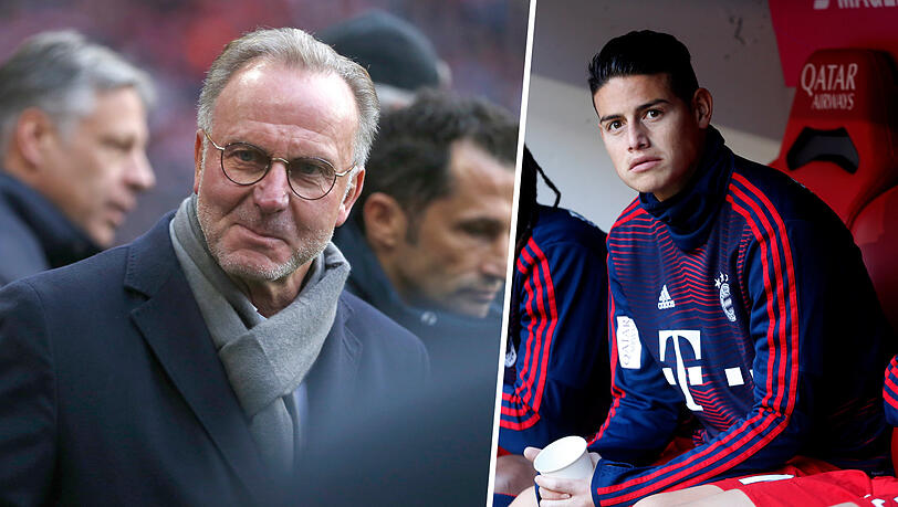 Ist bekennender Fan von James (r.): Bayern-Boss Karl-Heinz Rummenigge (l.). Ist bekennender Fan von James (r.): Bayern-Boss Karl-Heinz Rummenigge (l.).