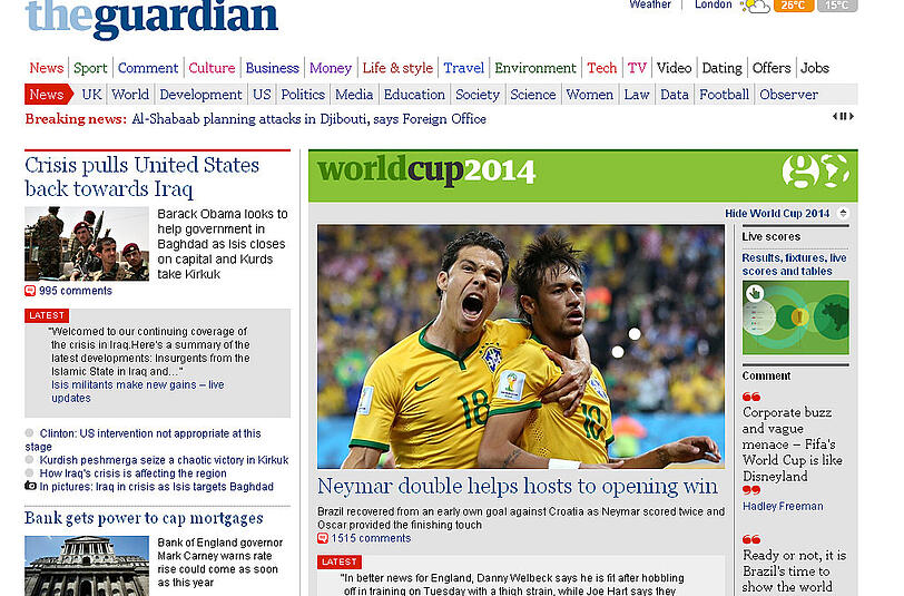 theguardian.co.uk (England) - "Neymars Doppelpack hilft Gastgeber zum Auftakt-Sieg"