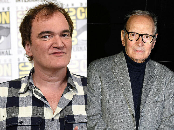 Quentin Tarantino (l.) und Ennio Morricone machen wieder gemeinsame Sache
