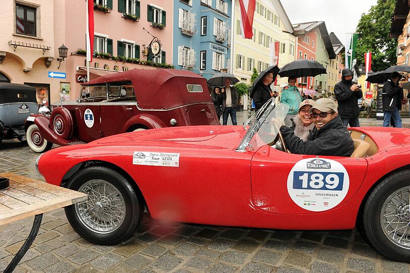 Maria Höfl-Riesch, Felix Baumgartner und Johann bei der Alpenrallye in Kitzbühel 2014. Die Bilder.
