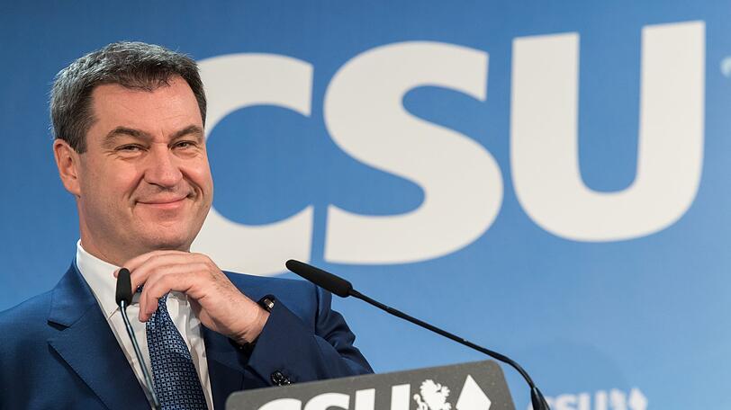 Markus Söder (CSU), Ministerpräsident von Bayern, spricht nach der Sitzung des CSU-Vorstandes auf einer Pressekonferenz in der CSU-Parteizentrale.