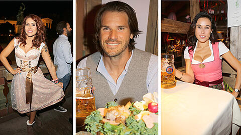 Oliver Pocher und Tommy Haas (m.) feiern auf der Wiesn. Auch Ella Kamp und Daniela Kirchharz lassen sich das Spektakel nicht entgehen. Die AZ zeigt die Wiesn-Promis vom Samstag.