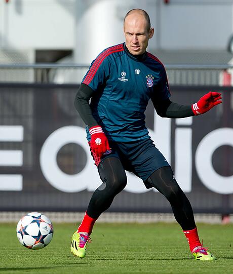 Arjen Robben beim konzentrierten Trainingsspiel.