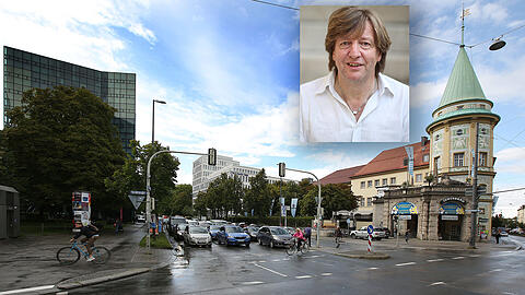 Zwischen hochmodernen Bauten und alten Villen: Sigi Müller ist in der Nymphenburger Straße unterwegs.