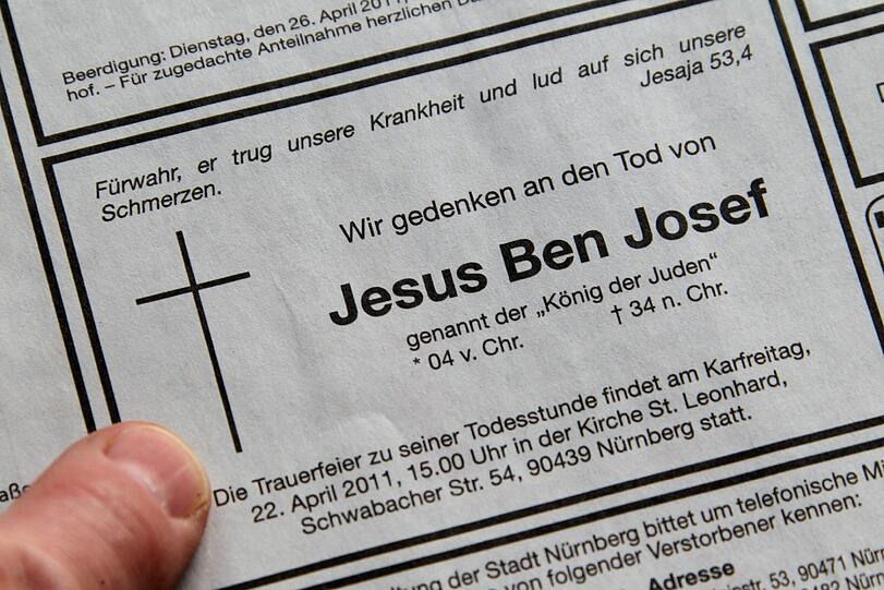 Das Foto zeigt eine Todesanzeige, die am Vortag in der Tageszeitung «Nürnberger Nachrichten» erschienen war.