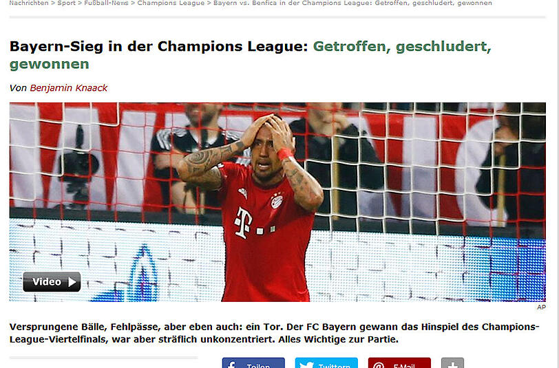 Pressestimmen Bayern gegen Benfica: Spiegel Online.