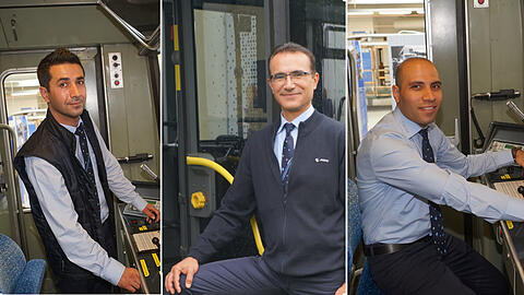 Joan Ahmed, George Kasho und Habib Hakimi (von links nach rechts) haben eine Ausbildung bei der MVG gemacht und arbeiten jetzt als U-Bahn- und Busfahrer.