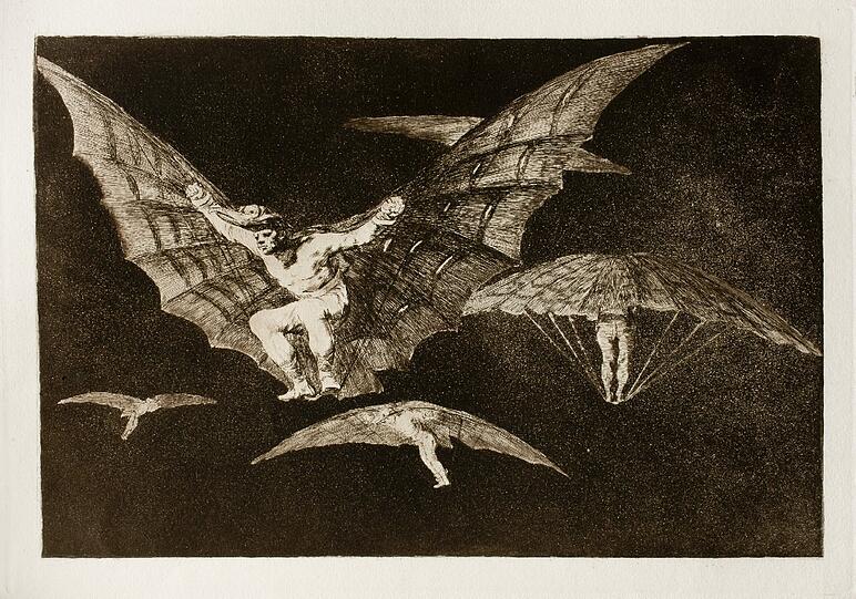 &bdquo;Eine Art zu fliegen&ldquo; - eine Grafik von Francisco Goya.