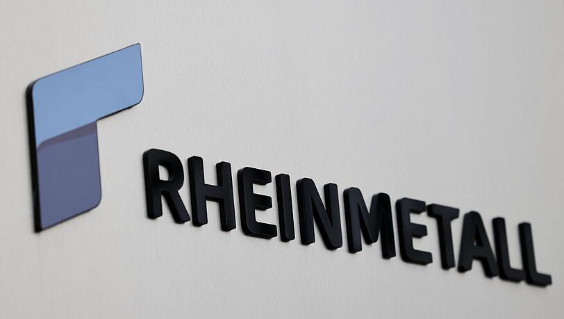 Das Rheinmetall Logo auf dem Rheinmetall Gebäude in Düsseldorf.