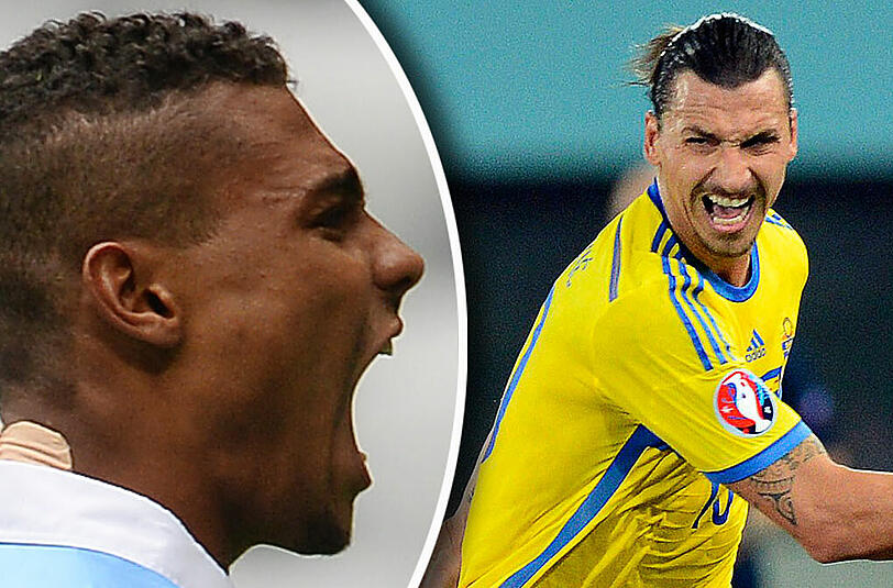 Beim Spiel Österreich gegen Schweden gerieten TSV-1860-Torjäger Okotie und Zlatan Ibrahimovic aneinander.