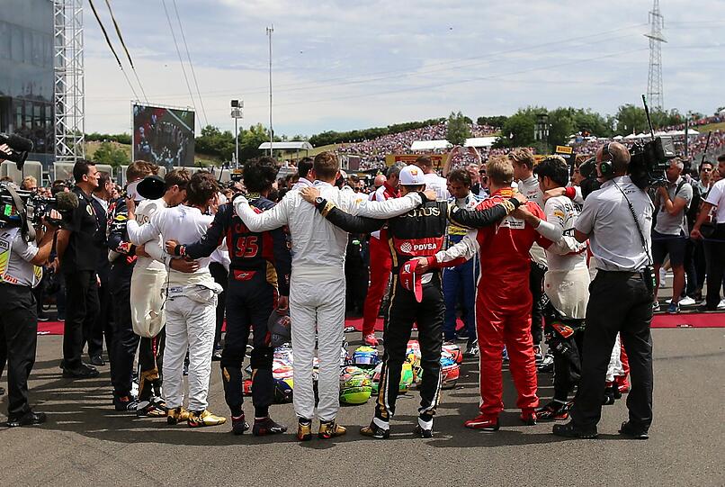Nach dem Tod von Jules Bianchi trauerten die Formel-1-Fahrer gemeinsam vor dem Großen Preis von Ungarn.