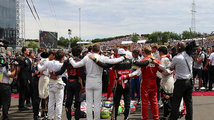 Nach dem Tod von Jules Bianchi trauerten die Formel-1-Fahrer gemeinsam vor dem Großen Preis von Ungarn.