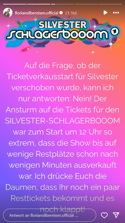Florian Silbereisen klärt ein Missverständnis auf, das sich in Bezug auf den kommenden "Silvester-Schlagerboom" bemerkbar machte. Florian Silbereisen klärt ein Missverständnis auf, das sich in Bezug auf den kommenden "Silvester-Schlagerboom" bemerkbar machte.