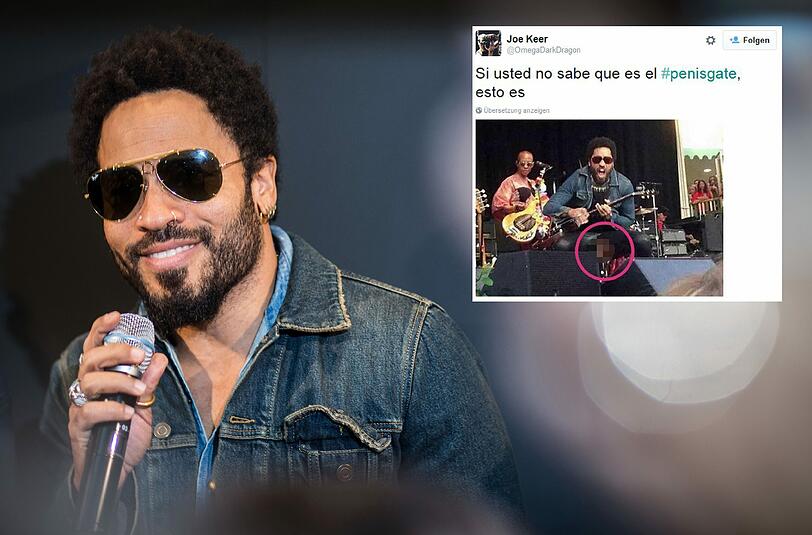 Unfreiwillig hat Lenny Kravitz bei einem Konzert den Fans seinen Penis präsentiert. Ein Konzert-Besucher reagierte flink und schoss ein Foto für Twitter.