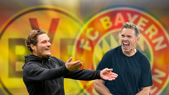 Dortmund-Coach Edin Terzic (li.) empfängt am Samstag Julian Nagelsmann und den FC Bayern.