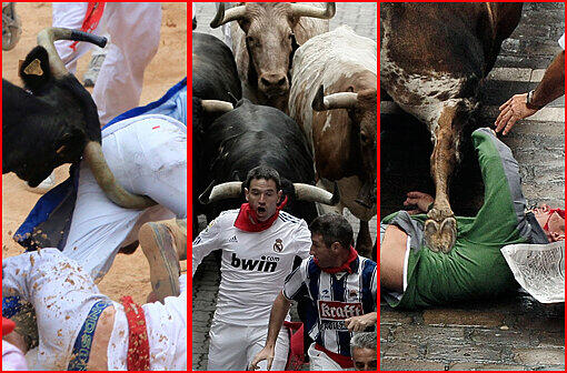 Der verrückte Stierlauf in Pamplona hat begonnen. Wir zeigen die aufregensten Bilder des ersten Laufes.