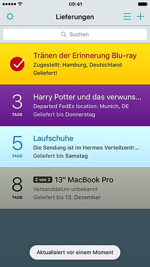 Die App Deliveries hilft dabei, den Überblick über offene Bestellungen zu behalten.