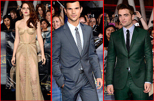 Die Twilight-Stars: Neben Kristen Stewart können sich auch die beiden männlichen Hauptdarsteller und die Premieren-Besucher sehen lassen.
