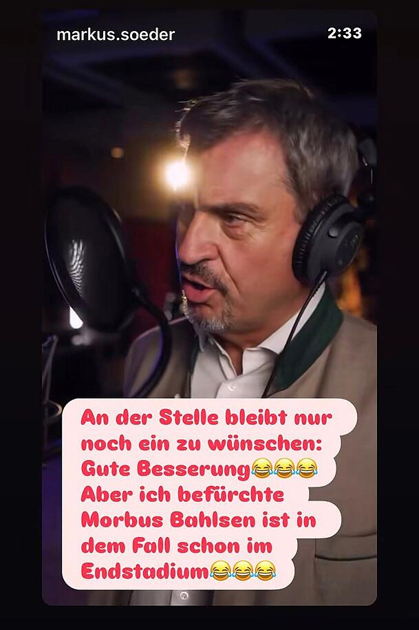 In seiner Instagram-Story reagiert Martin Rütter humorvoll auf den Song von Markus Söder.