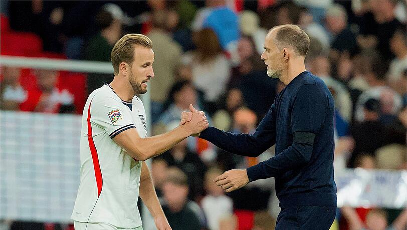 Englands Kapitän Harry Kane und Nationaltrainer Thomas Tuchel. Englands Kapitän Harry Kane und Nationaltrainer Thomas Tuchel.