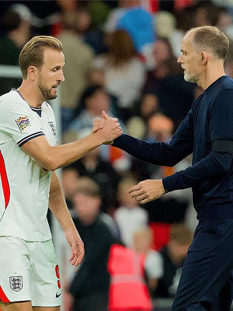 Englands Kapit&auml;n Harry Kane und Nationaltrainer Thomas Tuchel.