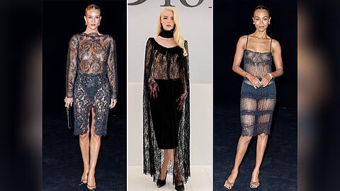 Rosie Huntington-Whiteley, Anya Taylor-Joy und Zo&euml; Salda&ntilde;a (v.l.) in ihren transparenten Looks.
