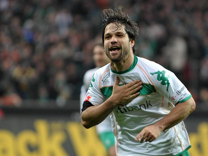 Klopft er sich bald aufs Bayern-Wappen nach einem Tor? Bremens Brasilianer Diego.
