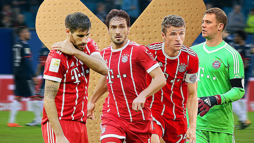 Sind alle verletzt: Die Bayern Javi Martínez, Mats Hummels, Thomas Müller und Manuel Neuer (v.l.).