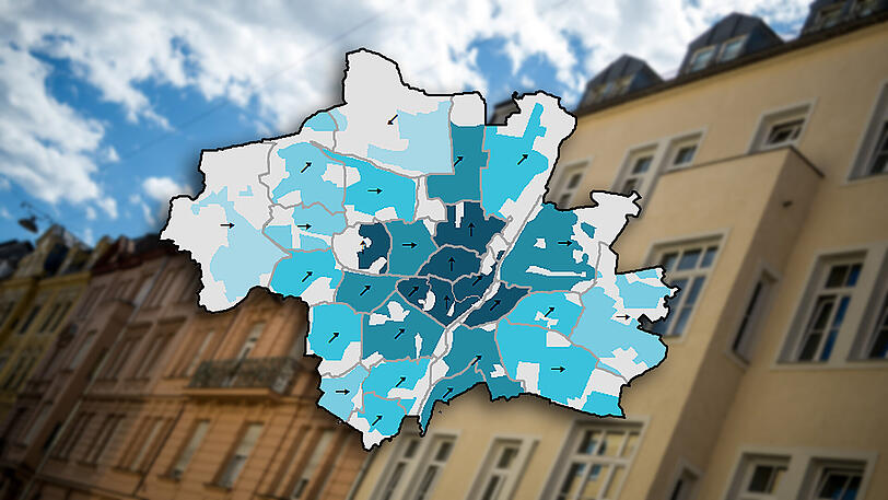 Wo steigen, wo fallen die Mieten in München? Das Wohnungsbarometer gibt Aufschluss. Die Karte können Sie unten in groß betrachten.