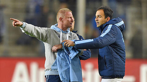 Wohin geht&rsquo;s für die Löwen? Und mit wem? Trainer Fröhling (l.) mit Geschäftsführer Noor Basha (r.)
