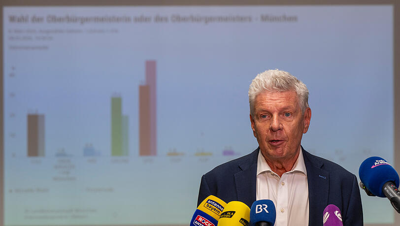 Herber D&auml;mpfer: Dieter Reiter (SPD), amtierender Oberb&uuml;rgermeister von M&uuml;nchen, gibt nach der vorl&auml;ufigen Ergebnispr&auml;sentation ein Statement ab.
