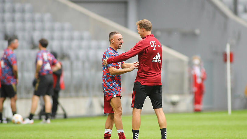 Tauschten sich zuletzt aus: Franck Ribéry (li.) und Julian Nagelsmann.