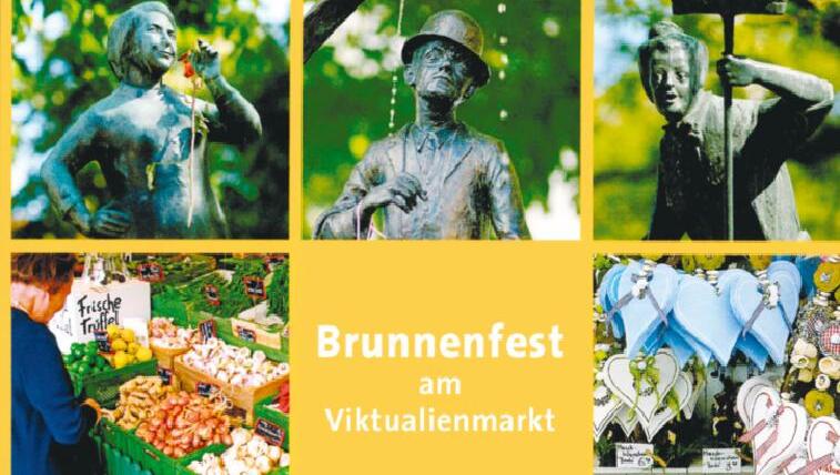 Marktkaufleute und Künstler laden zum Brunnenfest am Viktualienmarkt. Marktkaufleute und Künstler laden zum Brunnenfest am Viktualienmarkt.