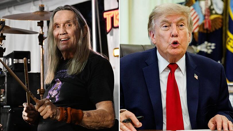 Nicko McBrain hält offenbar nicht viel von Donald Trump. Nicko McBrain hält offenbar nicht viel von Donald Trump.