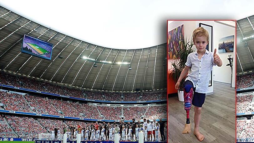 Ein Traum wird wahr: Der kleine Lenny darf mit seinen Bayern-Idolen in die Allianz Arena einlaufen. Ein Traum wird wahr: Der kleine Lenny darf mit seinen Bayern-Idolen in die Allianz Arena einlaufen.